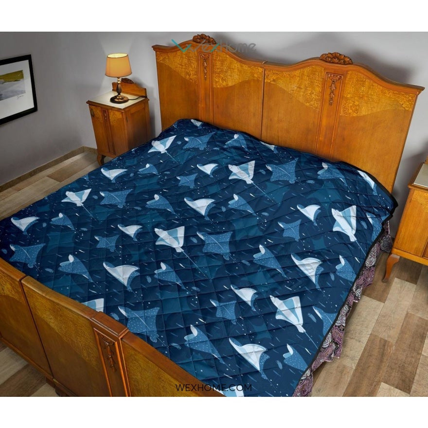 Stingray Pattern Print Design 04 Premium Quilt