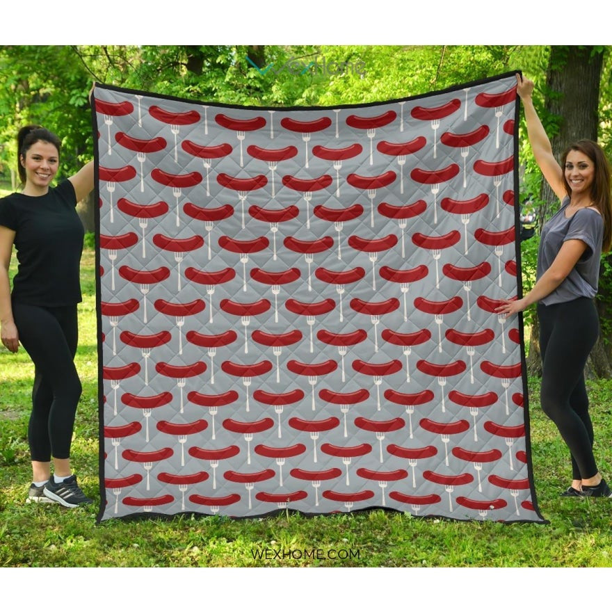 Sausage Pattern Print Design 02 Premium Quilt