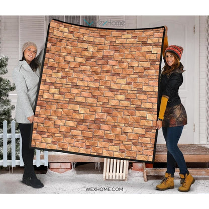 Brick Printed Pattern Print Design 04 Premium Quilt