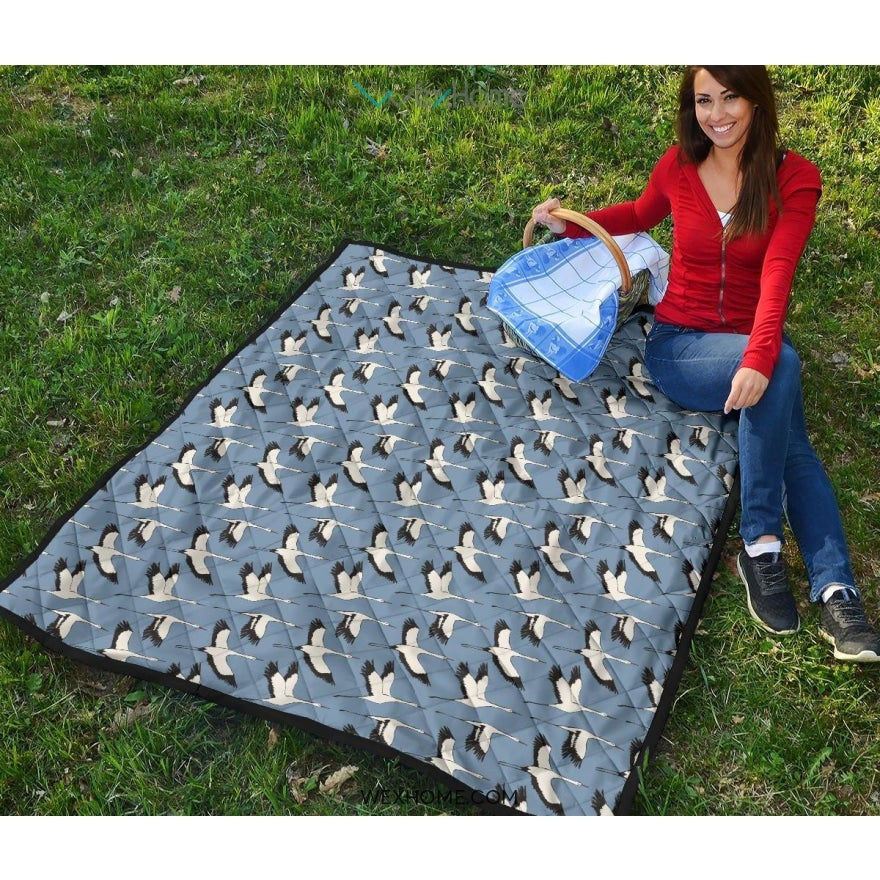 Seagull Pattern Print Design 04 Premium Quilt