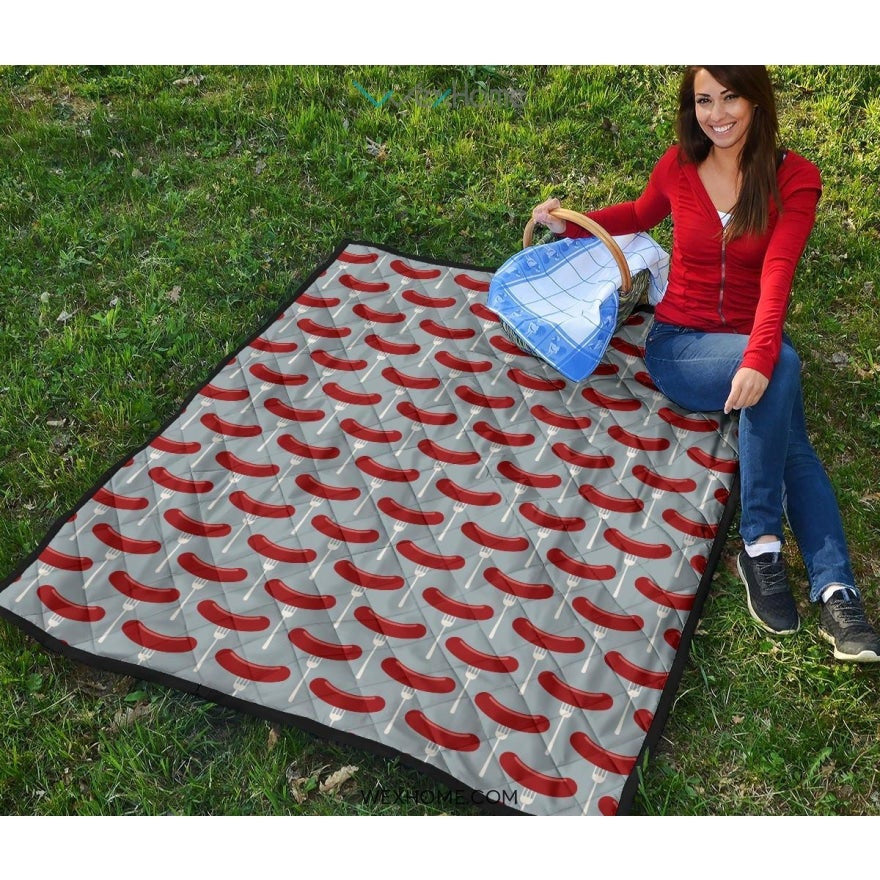 Sausage Pattern Print Design 02 Premium Quilt