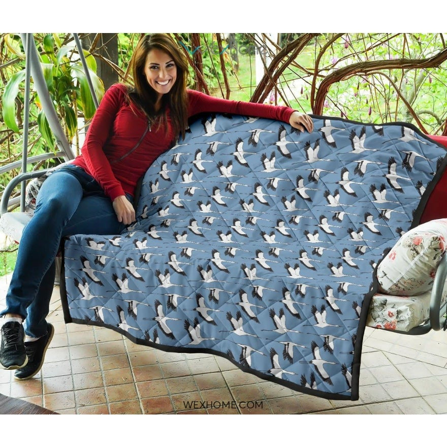 Seagull Pattern Print Design 04 Premium Quilt
