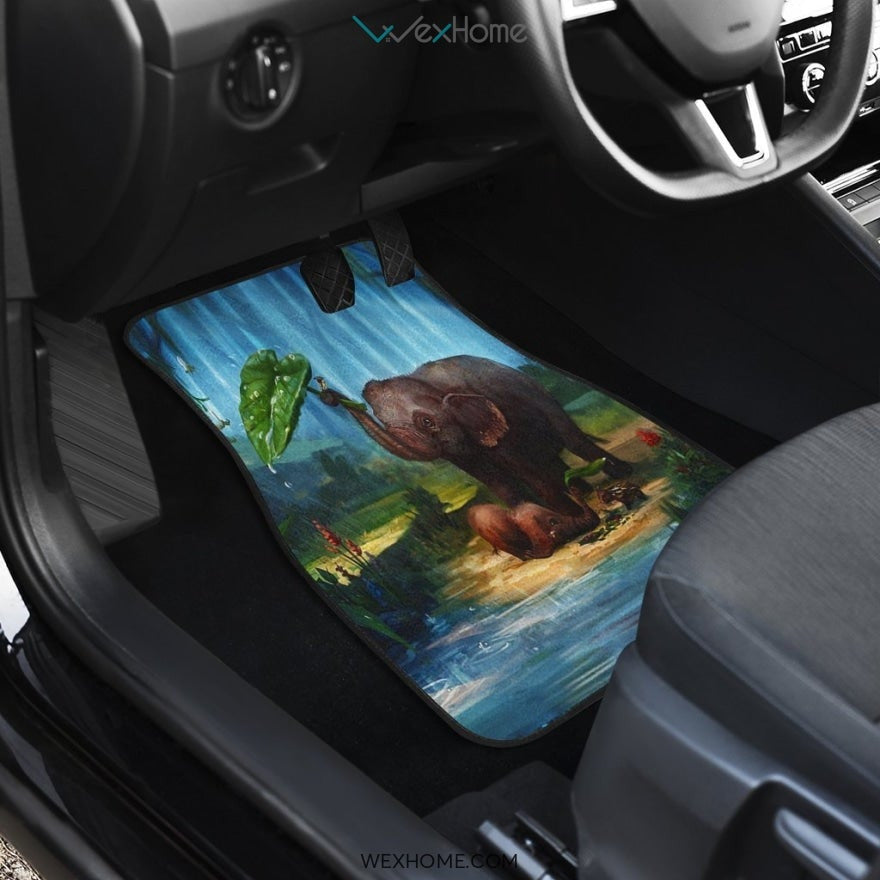 Elephant Drinking Water in Forest Car Mats  Accesorries Car Decor 20212