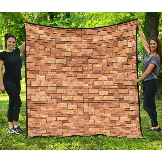 Brick Printed Pattern Print Design 04 Premium Quilt