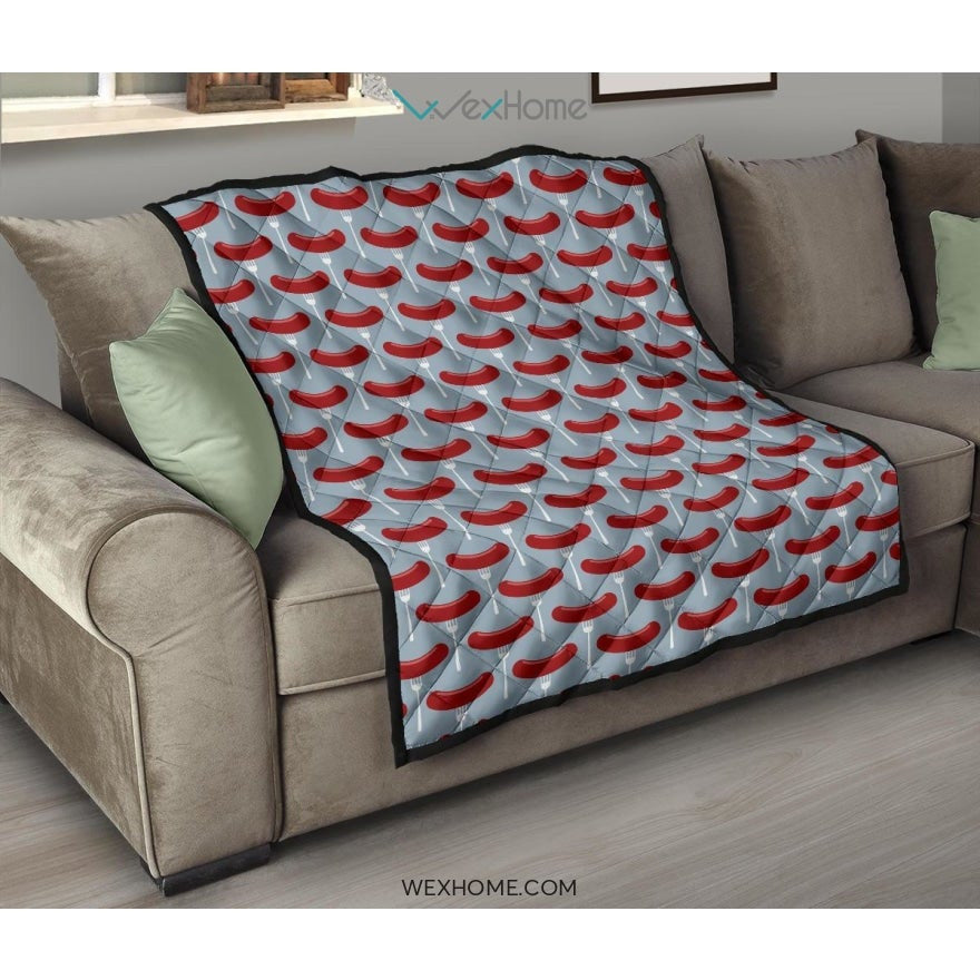Sausage Pattern Print Design 02 Premium Quilt