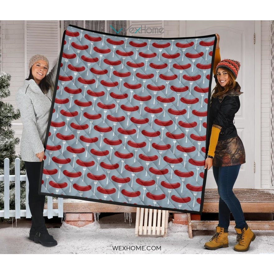 Sausage Pattern Print Design 02 Premium Quilt