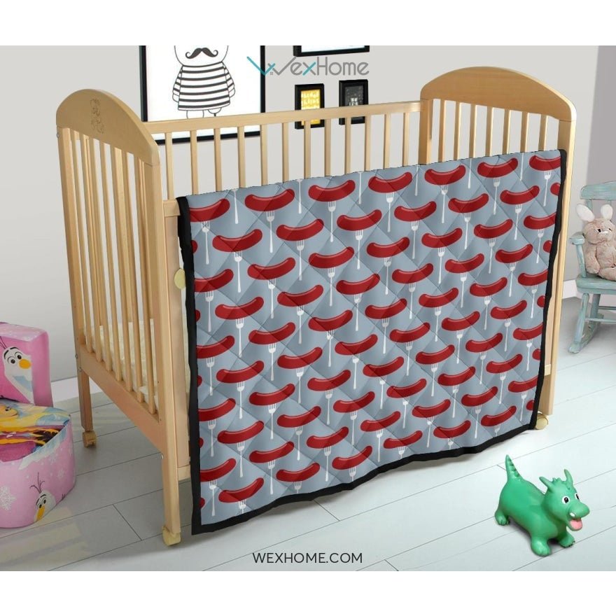 Sausage Pattern Print Design 02 Premium Quilt