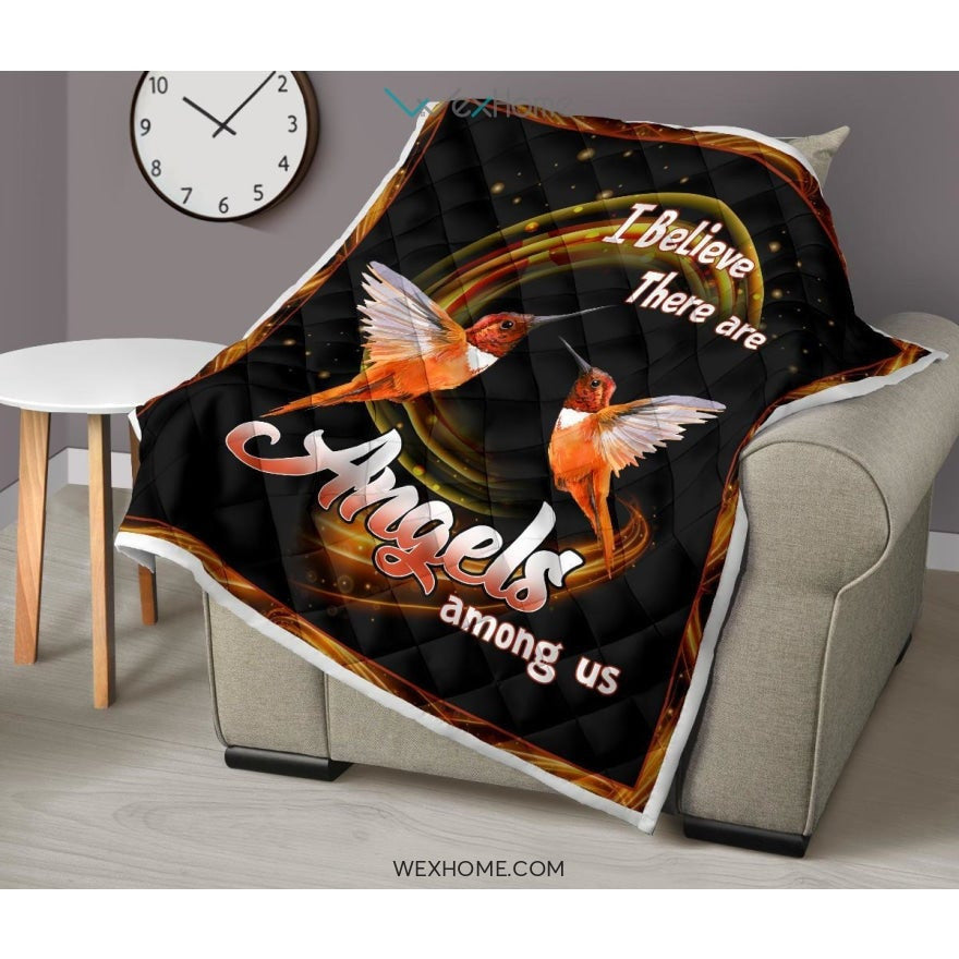 WEXHOME I Believe There Are Angels Hummingbird Premium Quilt