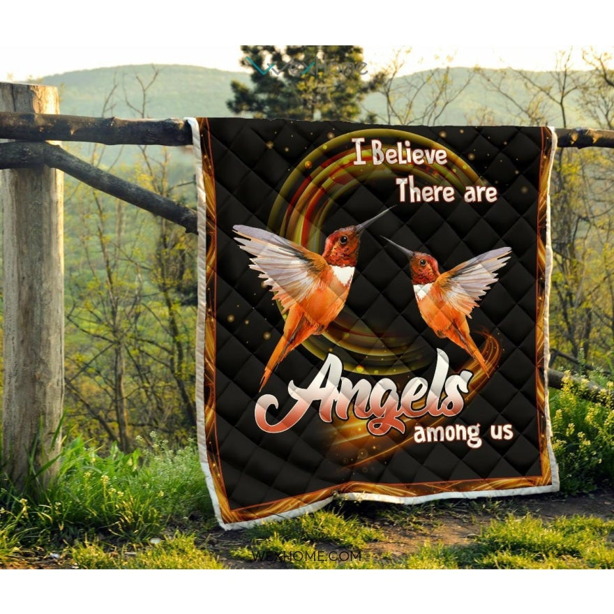 WEXHOME I Believe There Are Angels Hummingbird Premium Quilt