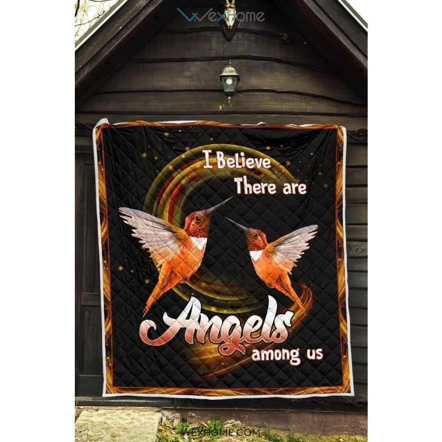WEXHOME I Believe There Are Angels Hummingbird Premium Quilt