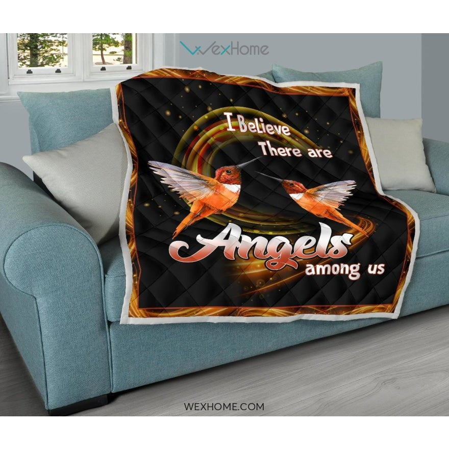 WEXHOME I Believe There Are Angels Hummingbird Premium Quilt