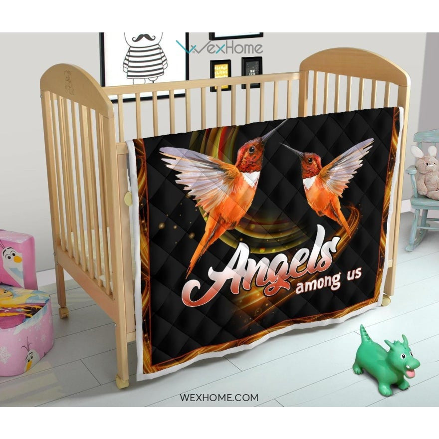 WEXHOME I Believe There Are Angels Hummingbird Premium Quilt