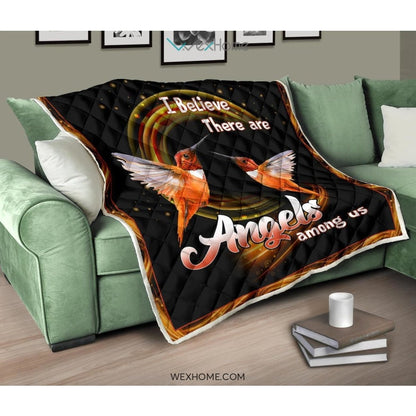 WEXHOME I Believe There Are Angels Hummingbird Premium Quilt