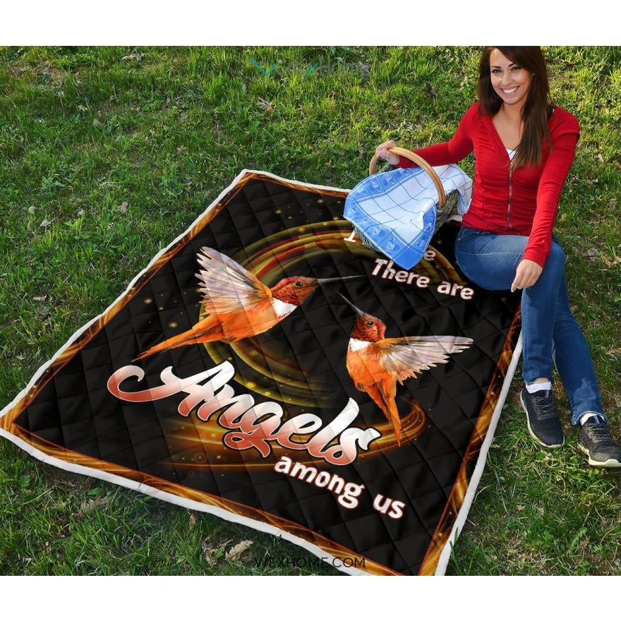 WEXHOME I Believe There Are Angels Hummingbird Premium Quilt