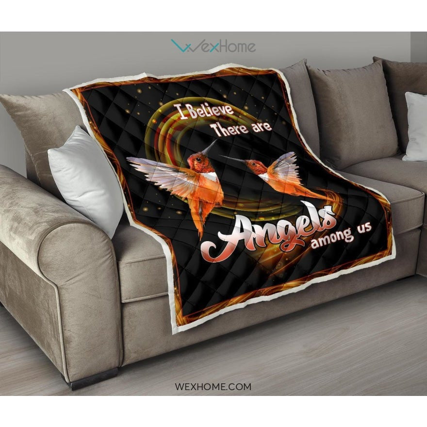 WEXHOME I Believe There Are Angels Hummingbird Premium Quilt