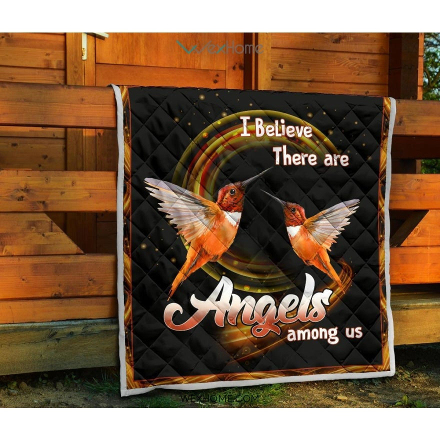 WEXHOME I Believe There Are Angels Hummingbird Premium Quilt