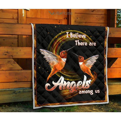 WEXHOME I Believe There Are Angels Hummingbird Premium Quilt