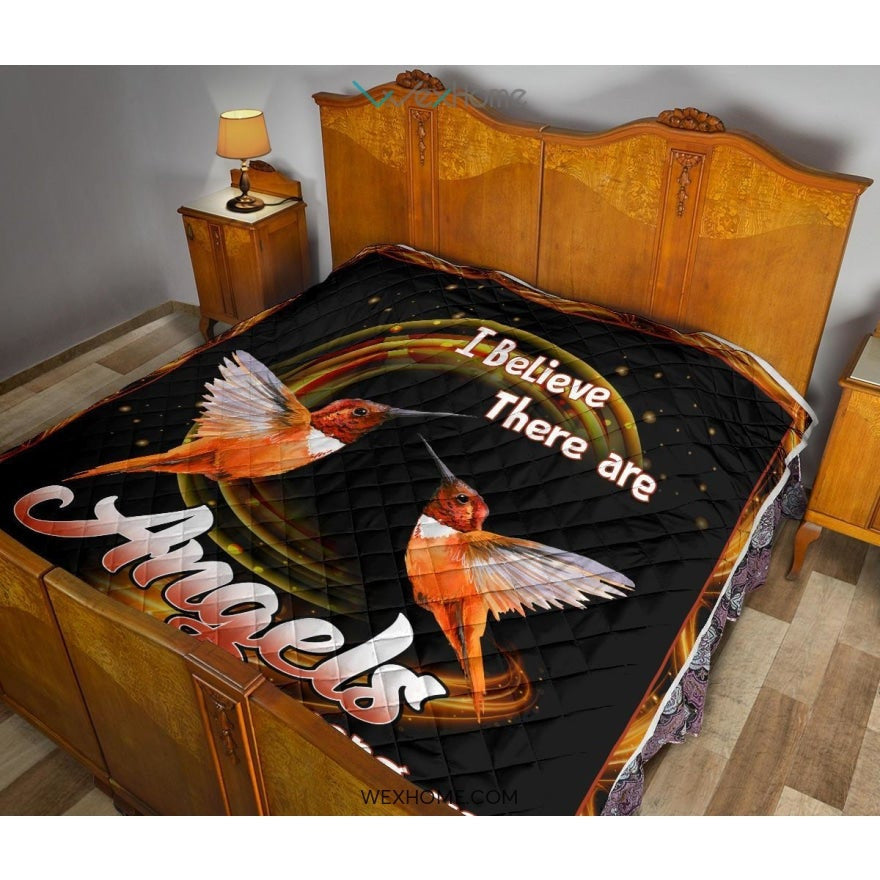 WEXHOME I Believe There Are Angels Hummingbird Premium Quilt