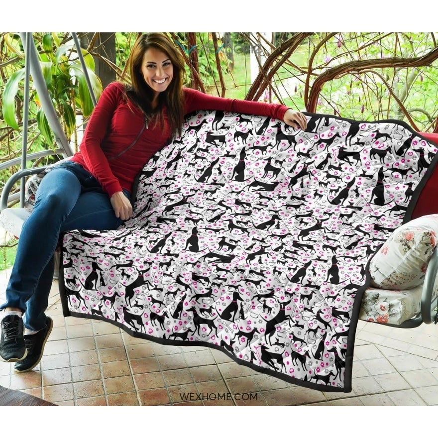 Greyhound Pattern Print Design 02 Premium Quilt