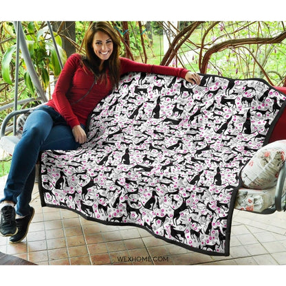 Greyhound Pattern Print Design 02 Premium Quilt