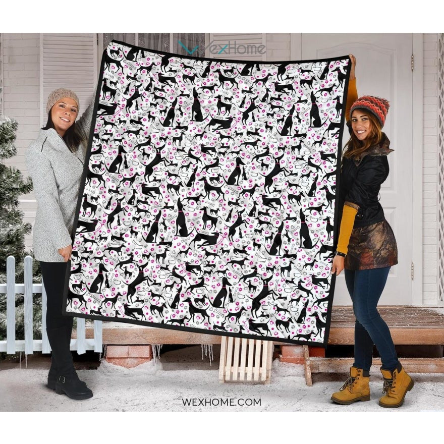 Greyhound Pattern Print Design 02 Premium Quilt