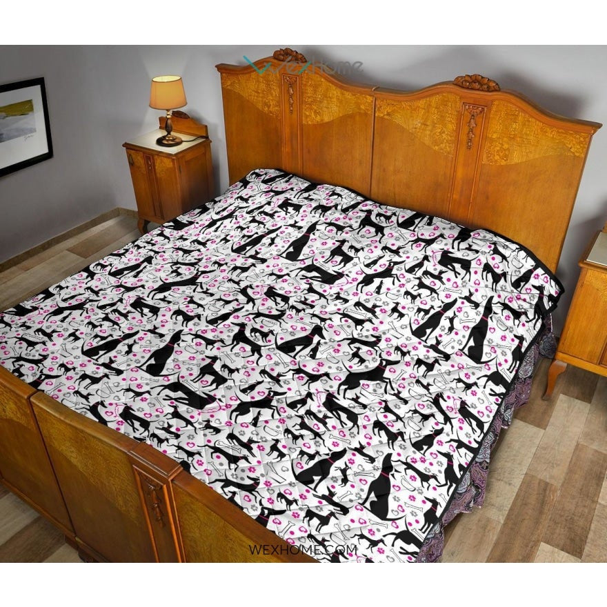 Greyhound Pattern Print Design 02 Premium Quilt