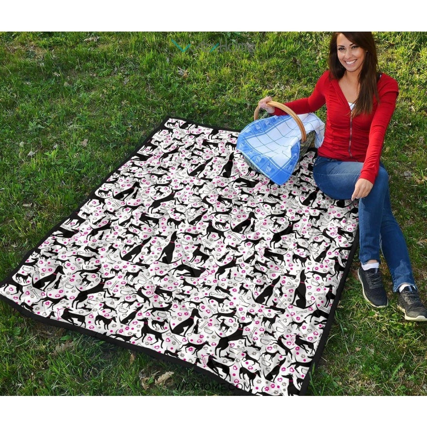 Greyhound Pattern Print Design 02 Premium Quilt