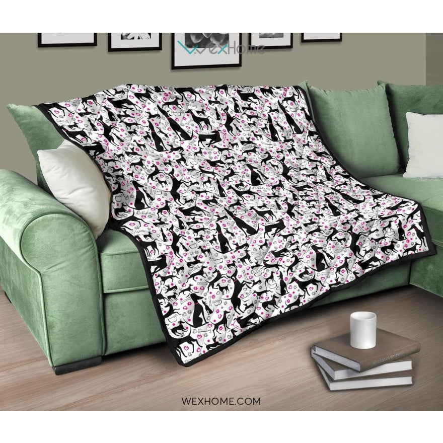 Greyhound Pattern Print Design 02 Premium Quilt