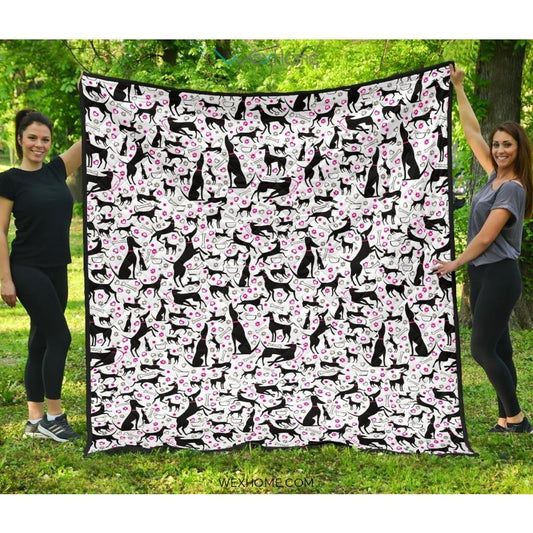 Greyhound Pattern Print Design 02 Premium Quilt