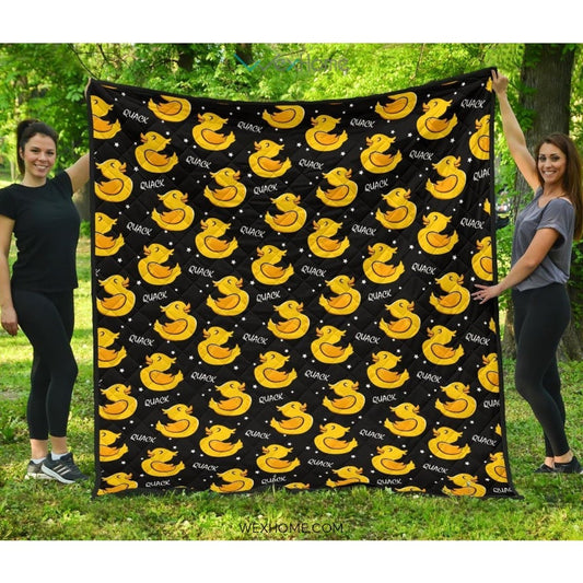 Duck Toy Pattern Print Design 05 Premium Quilt