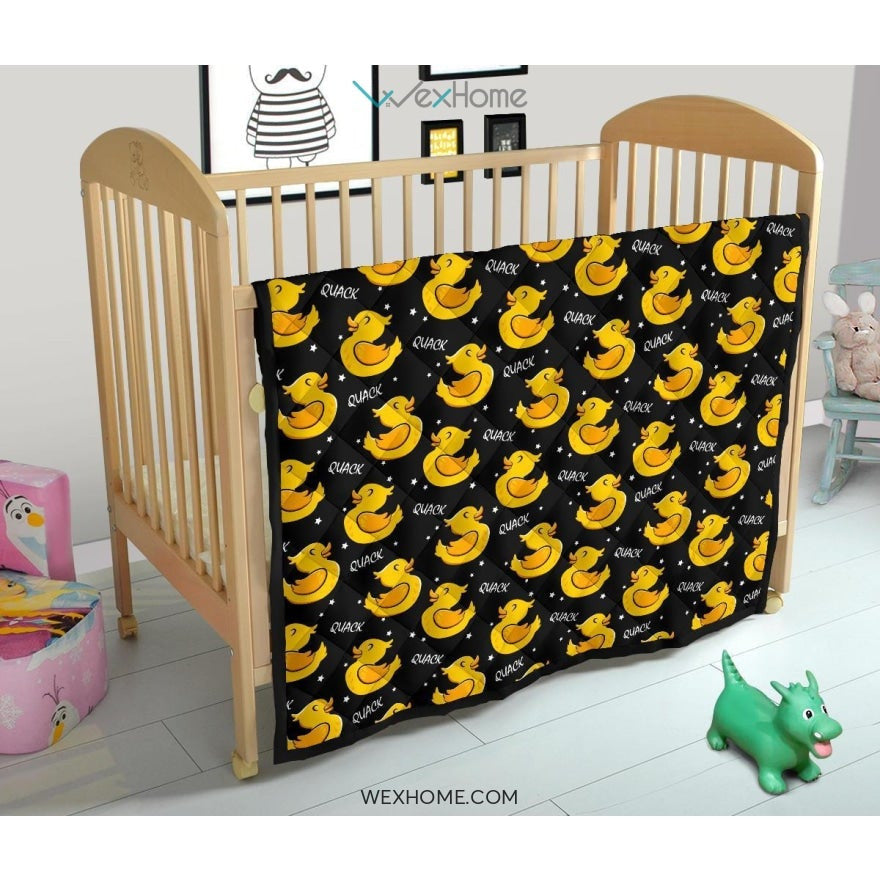 Duck Toy Pattern Print Design 05 Premium Quilt