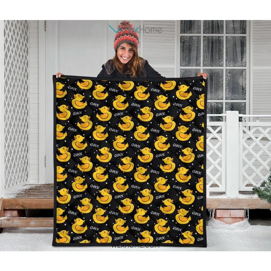 Duck Toy Pattern Print Design 05 Premium Quilt