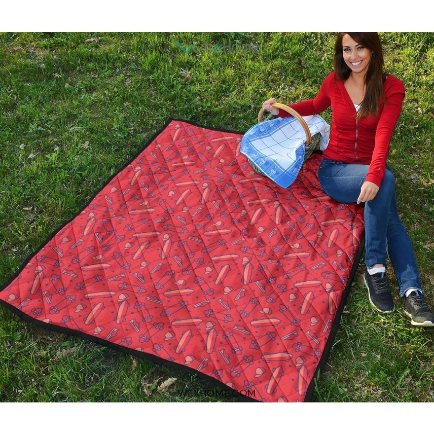 Skate Board Pattern Print Design 01 Premium Quilt