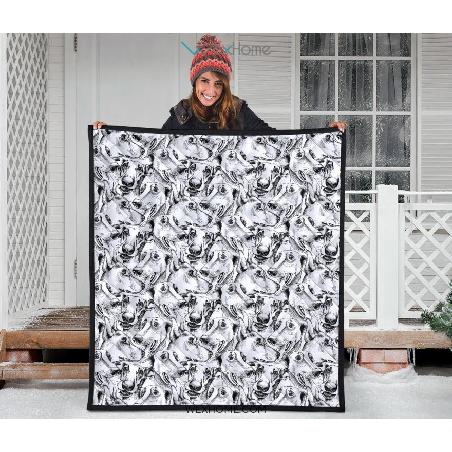 Greyhound Pattern Print Design 01 Premium Quilt
