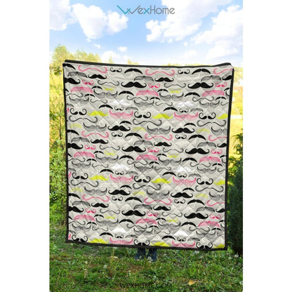 Mustache Beard Pattern Print Design 02 Premium Quilt