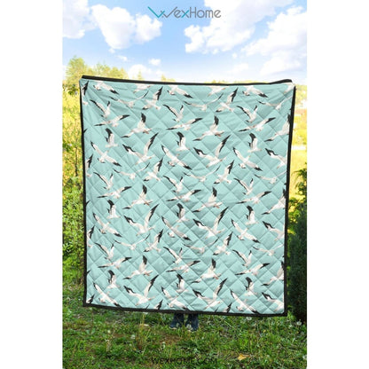 Seagull Pattern Print Design 01 Premium Quilt