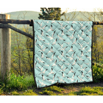 Seagull Pattern Print Design 01 Premium Quilt