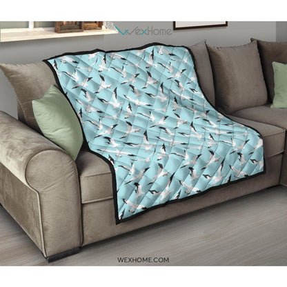 Seagull Pattern Print Design 01 Premium Quilt