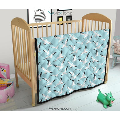 Seagull Pattern Print Design 01 Premium Quilt