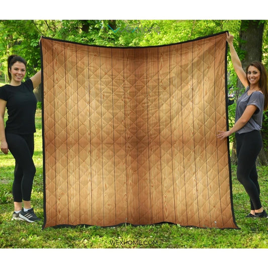 Wood Printed Pattern Print Design 05 Premium Quilt