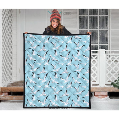 Seagull Pattern Print Design 01 Premium Quilt