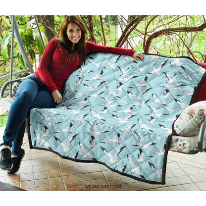 Seagull Pattern Print Design 01 Premium Quilt