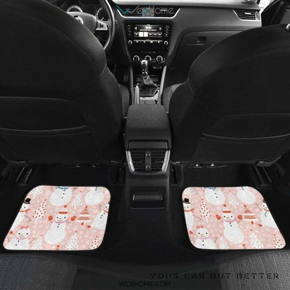 Cute Snowman Christmas Tree Snowpink Background Front And Back Car Mats  Best Car Gift 2021