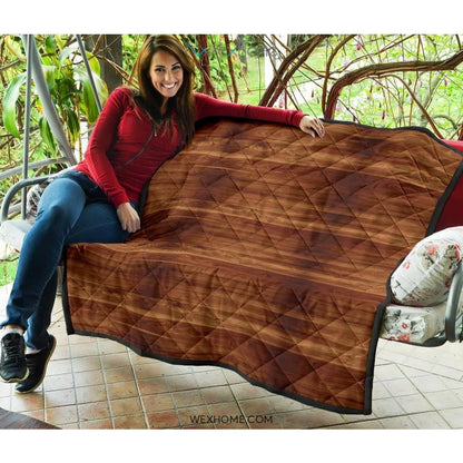 Wood Printed Pattern Print Design 04 Premium Quilt