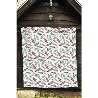 Surfboard Pattern Print Design 04 Premium Quilt