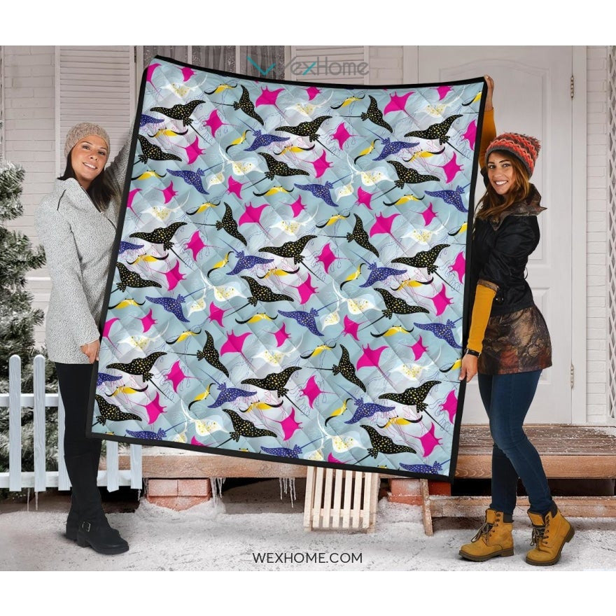 Stingray Pattern Print Design 01 Premium Quilt