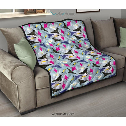Stingray Pattern Print Design 01 Premium Quilt