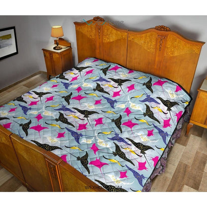 Stingray Pattern Print Design 01 Premium Quilt