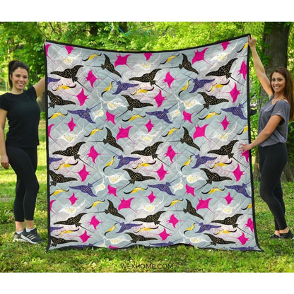 Stingray Pattern Print Design 01 Premium Quilt