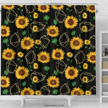 Sunflower Art Print Unique Design Shower Curtain